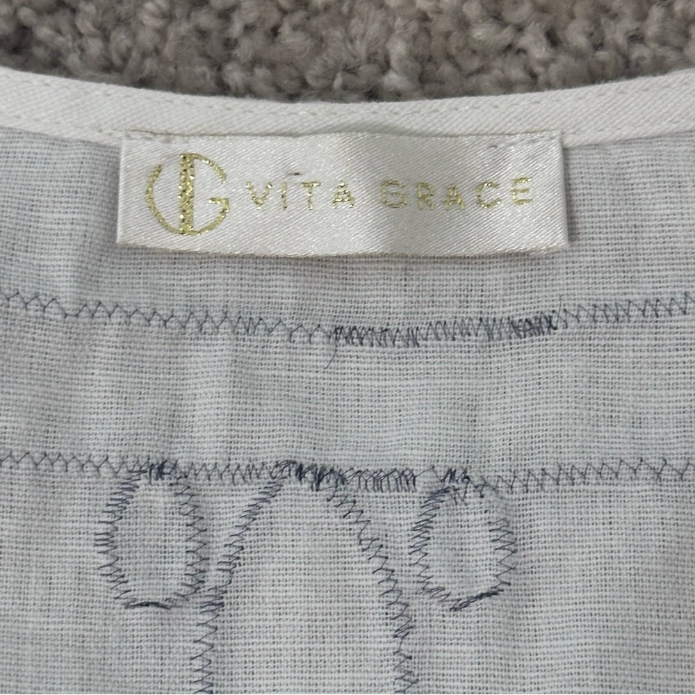 White Maxi Dress with Navy Trim and Tassel Tie - Picture 11 of 13
